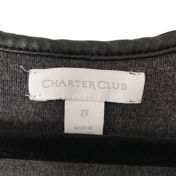 Charter Club 2X open front heavyweight dark grey cardigan - Picture 4 of 5